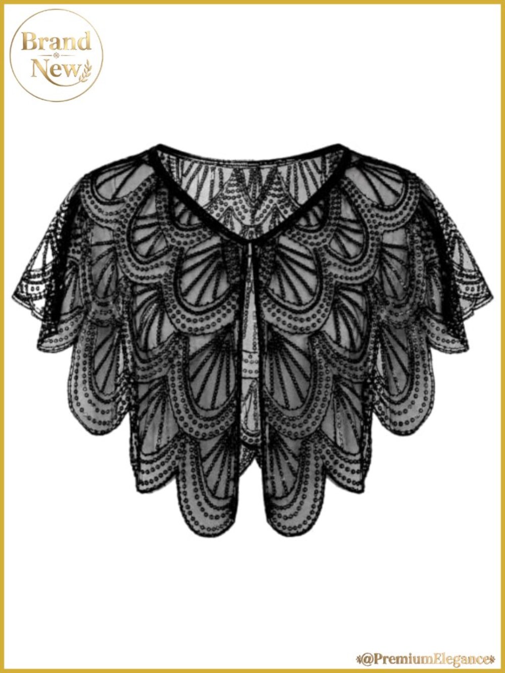 1920s Sequin Beaded Shawl Wrap Evening Cape Formal